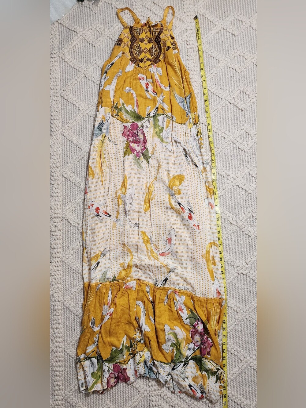 EUC Anthropologie One September "Paradiso" Koi fish maxi dress - Picture 3 of 6